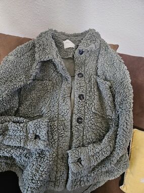 Active USA Olive Green Sherpa Jean Jacket